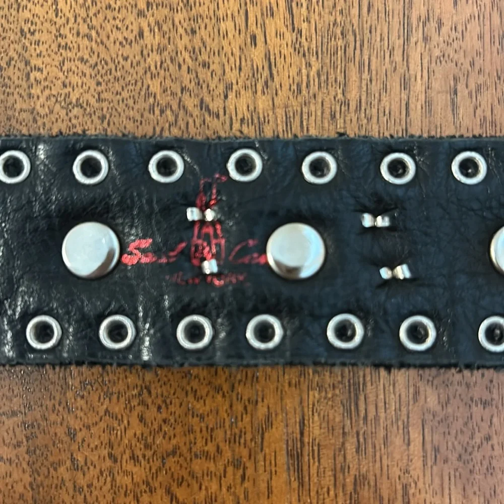 Sandcastle New York Embellished Black Leather Belt  - Vintage - Picture 3 of 4